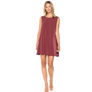 BCBGeneration Sleeveless Front Pleat Tent Dress in Mahogany